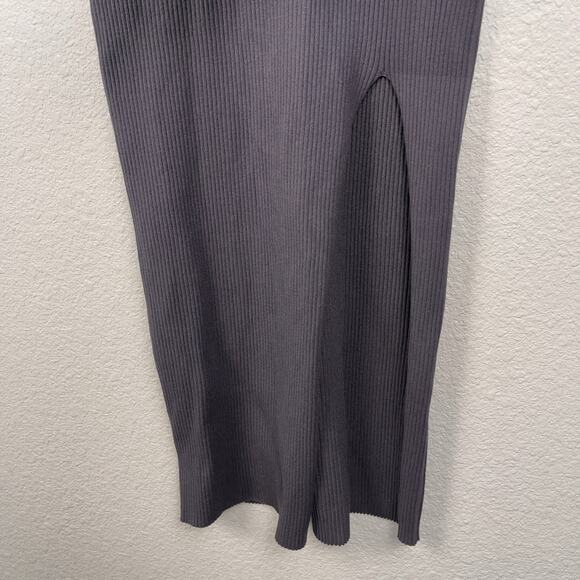 Aritzia Wilfred Alchemy Ribbed Dress Peppercorn Grey Large Knitted Cozy Chic - Picture 11 of 16